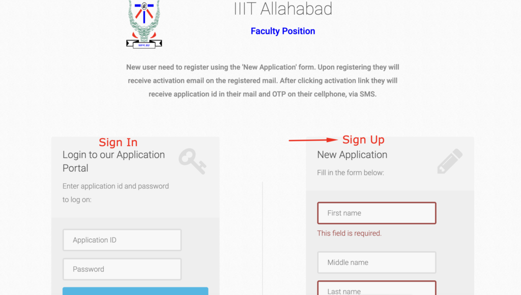 IIIT Allahabad Faculty Recruitment Signup 