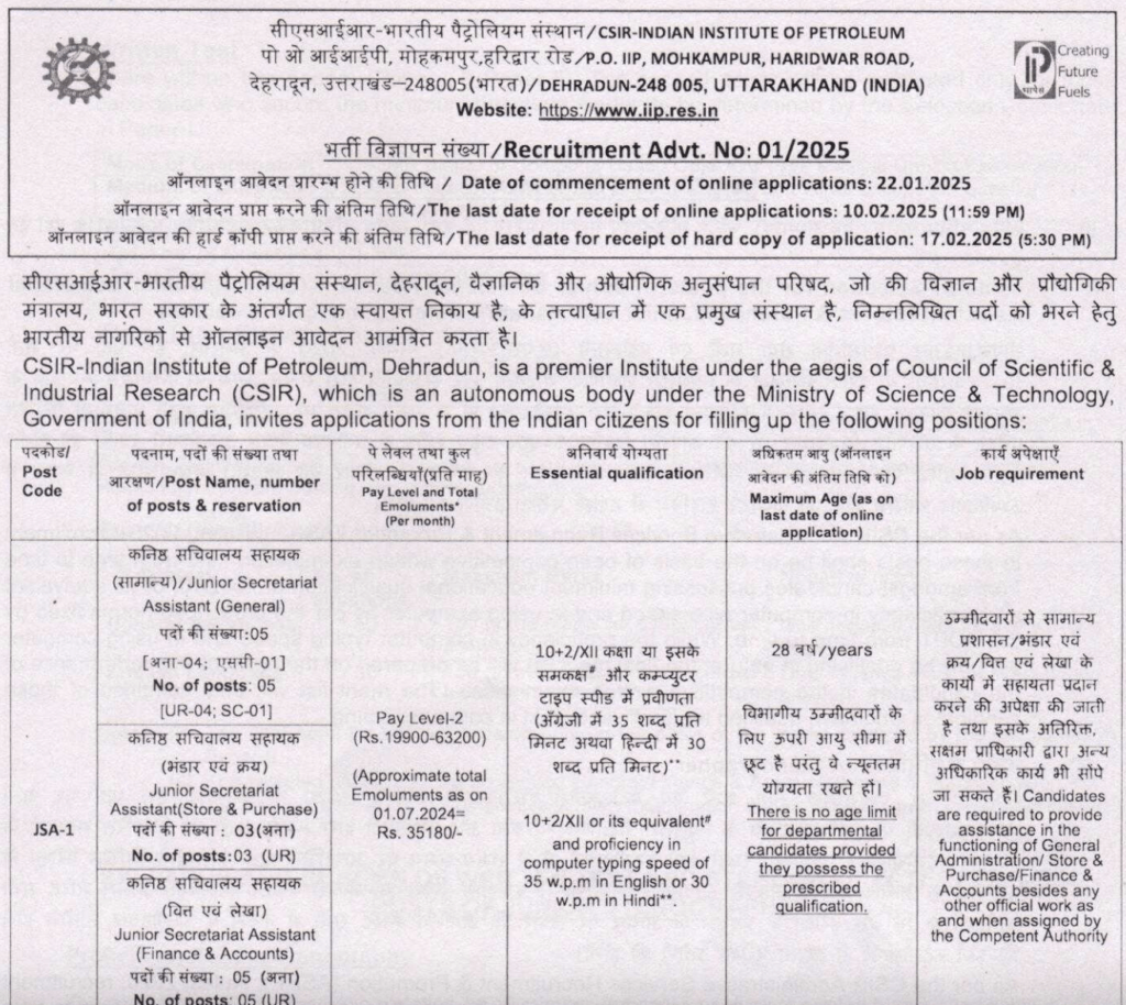 CSIR IIP Recruitment 2025